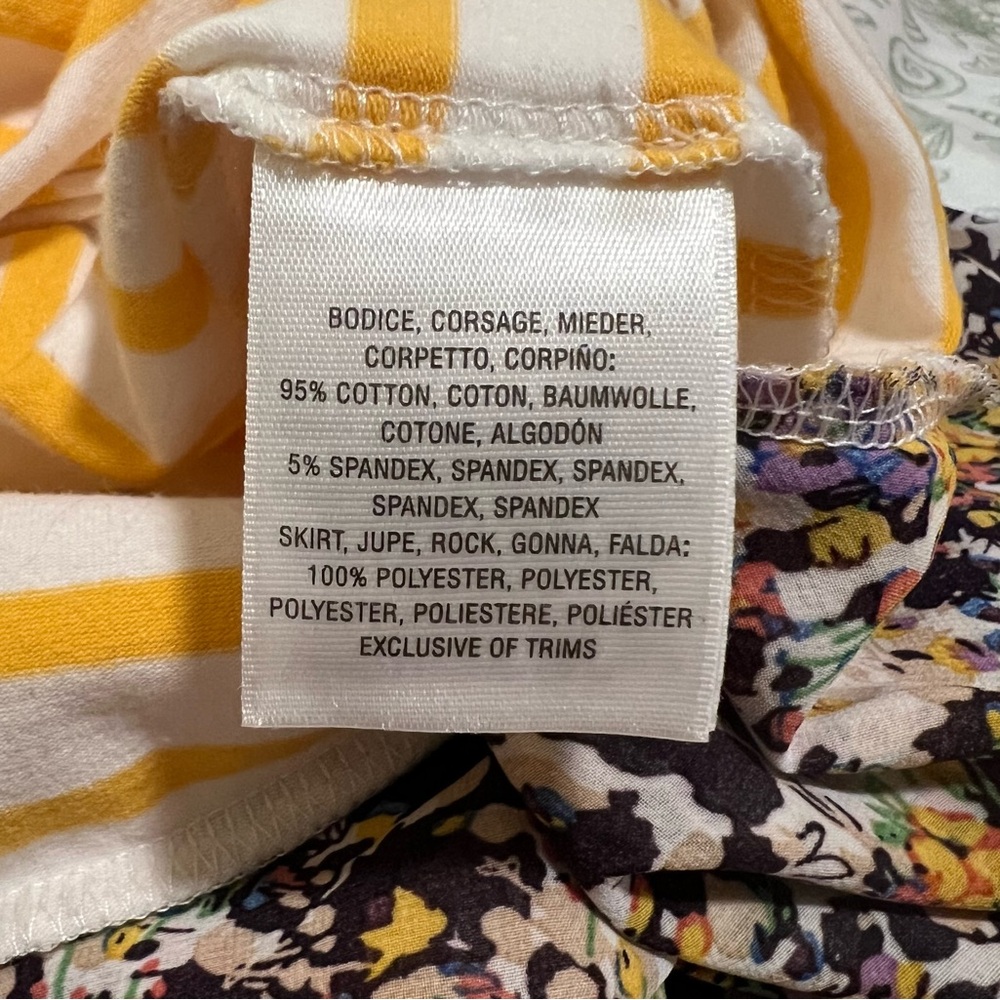 Anthropologie Postmark Striped Peplum Hi Lo Tank Flowy Top Yellow White Floral S - Picture 8 of 11